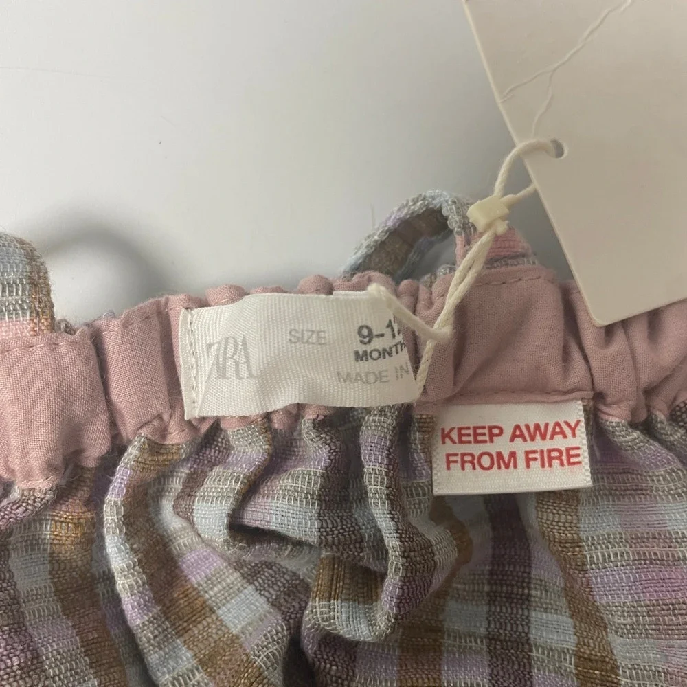 Zara‎ Baby Girls Plaid Pinafore Skirt Pastel Blue Pink 9-12 Months NWT Preppy